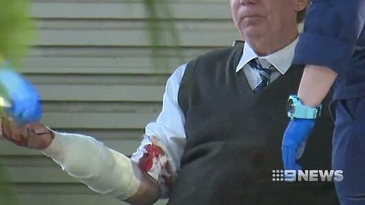 Barry Grant was mauled by Boof on 24 July, 2017. Picture: Nine News