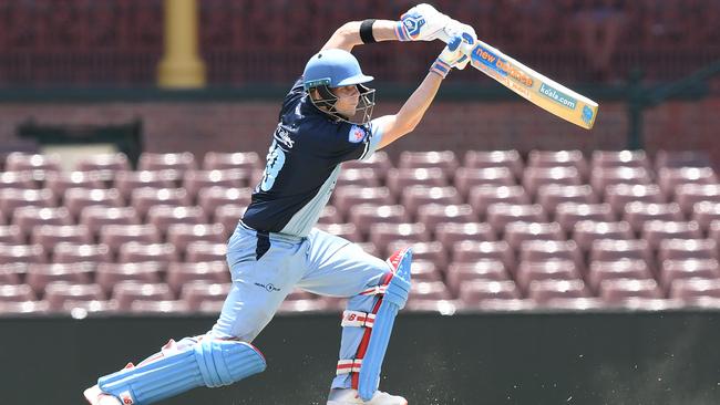 Steve Smith drives for Sutherland during the NSW T20 Cup. Picture: JOEL CARRETT (AAP).