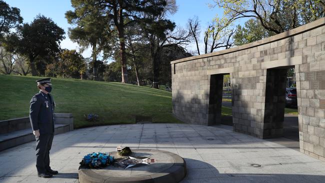 Patton lays a wreath on National Police Remembrance Day in 2020. Picture: David Crosling/NCA NewsWire.