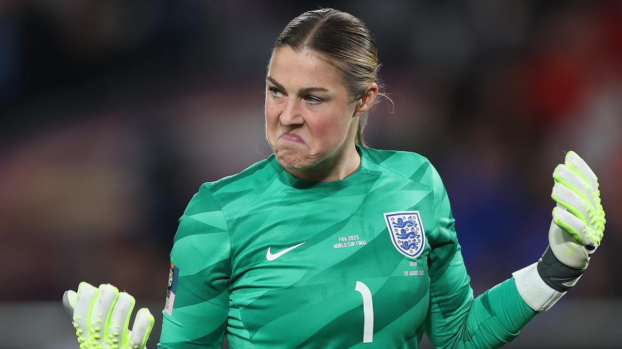 The England goalie was pumped up. (Photo by Robert Cianflone/Getty Images)