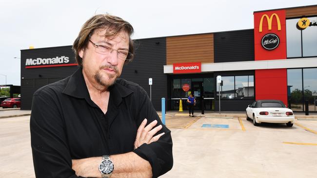 Darwin Council alderman Gary Haslett had his car damaged by a woman wielding a piece of chain in the carpark of McDonald’s in Johnston. Picture: Katrina Bridgeford