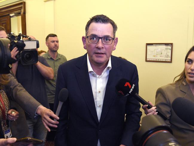 Retiring Victorian Premier Daniel Andrews at Parliament House in Melbourne. Picture: Andrew Henshaw