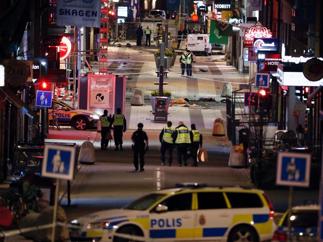 Four people were killed in an attack on central Stockholm. Picture: AFP