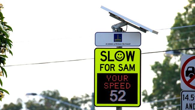 A Slow for SAM sign. Picture: AAP/David Clark