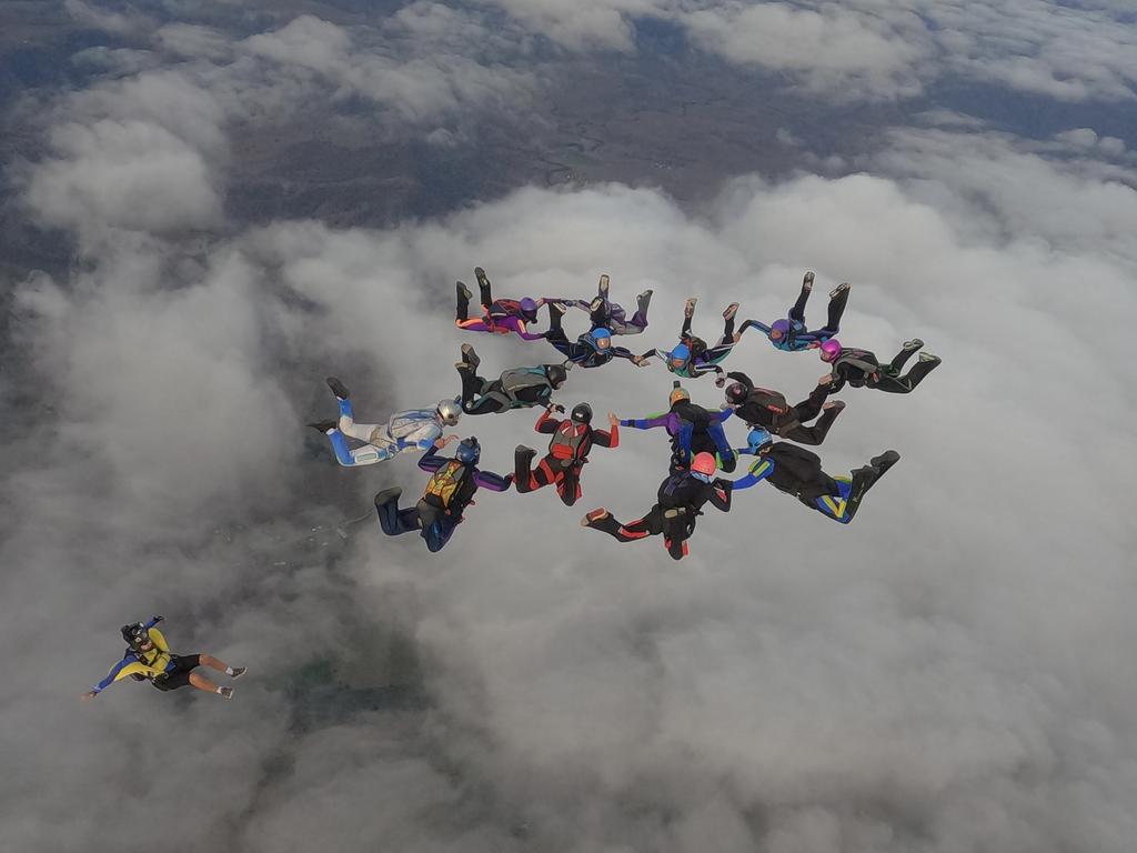 The 'Skysisters' set a world record at Ramblers Dropzone in Toogoolawah last week. Photo by Archie Jamieson.