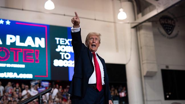 100 days from the election, Trump is trying to shift the spotlight to what Republicans see as Harris’s weaknesses to regain the momentum he built during the GOP convention after an assassination attempt on his life. Picture: Stephen Maturen/Getty Images/AFP