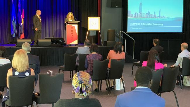 Gold Coast Mayor Tom Tate at the Australian Citizenship Ceremony at HOTA, where only about half of the expected 50 Gold Coasters turned up to be sworn in as Australian citizens.