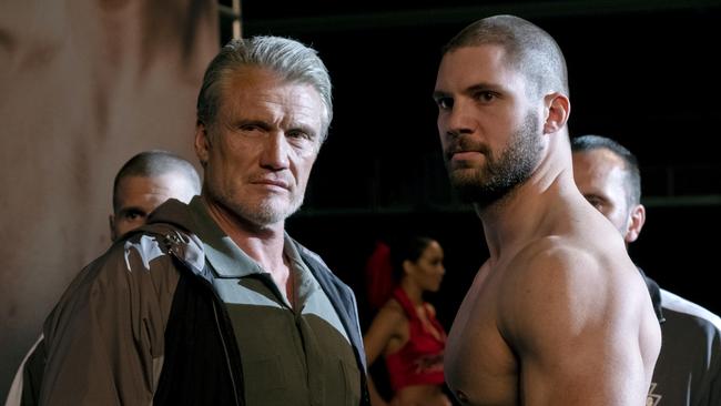 Dolph Lundgren, left, and Florian Munteanu in a scene from 