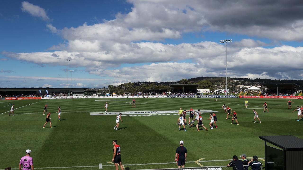 AFL Pre season match at Twin Ovals between North Melbourne and Melbourne. Picture: LUKE BOWDEN