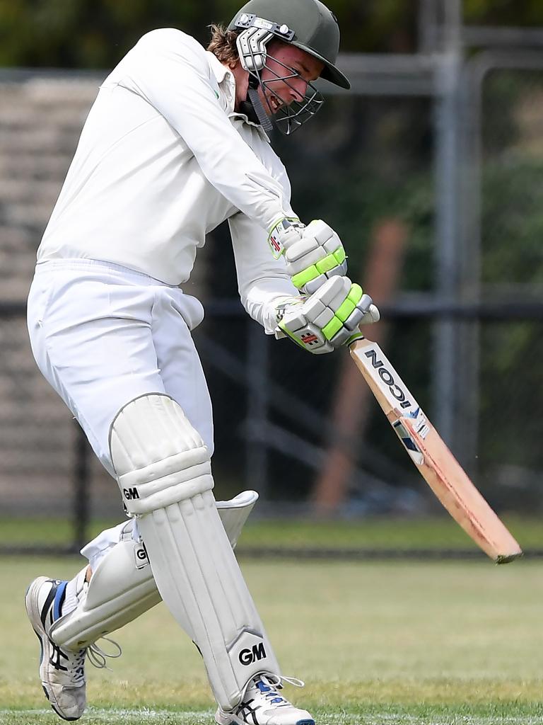 VTCA - Spotswood’s Jagger Skilbeck hits out against Sunshine. Picture: Andy Brownbill