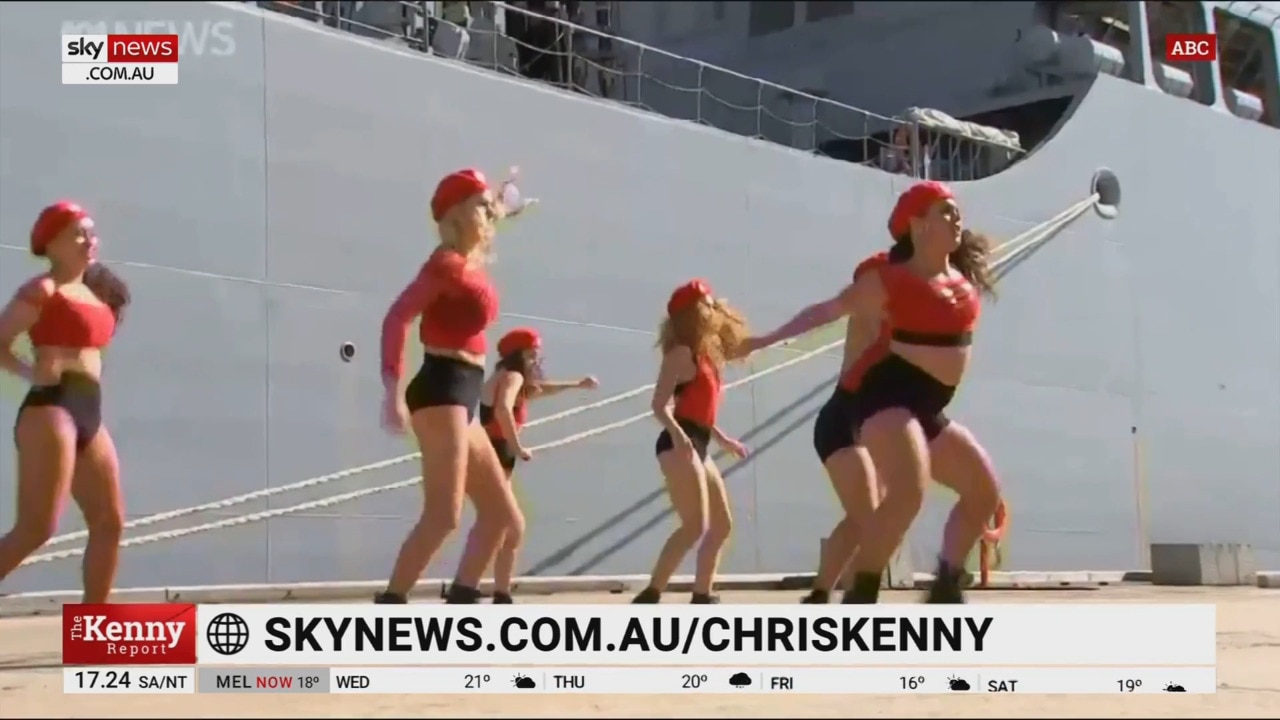 Top military brass treated to bizarre 'twerking' dance during commissioning of HMAS Supply