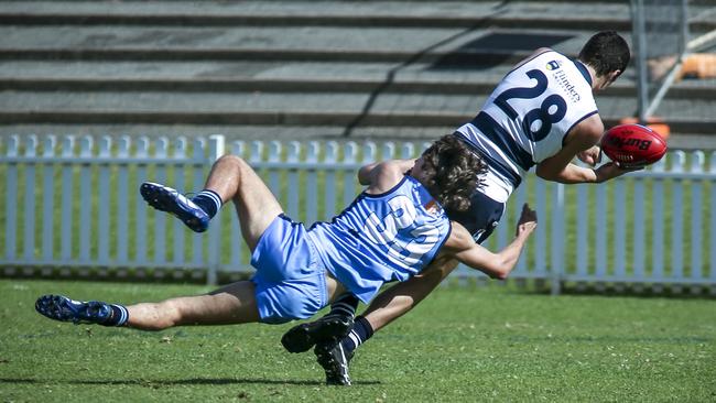 Grundy is impressing with his speed and defensive work at Sturt. Picture: Mike Burton.