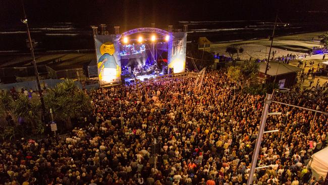 Crowds in front of the Surfers Paradise LIVE Festival's main stage for free shows by Jimmy Barnes and Daryl Braithwaite. Picture: Surfersparadise.com