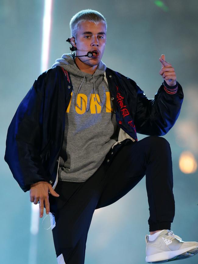 Justin Bieber works his magic at ANZ. Picture: Jonathan Ng