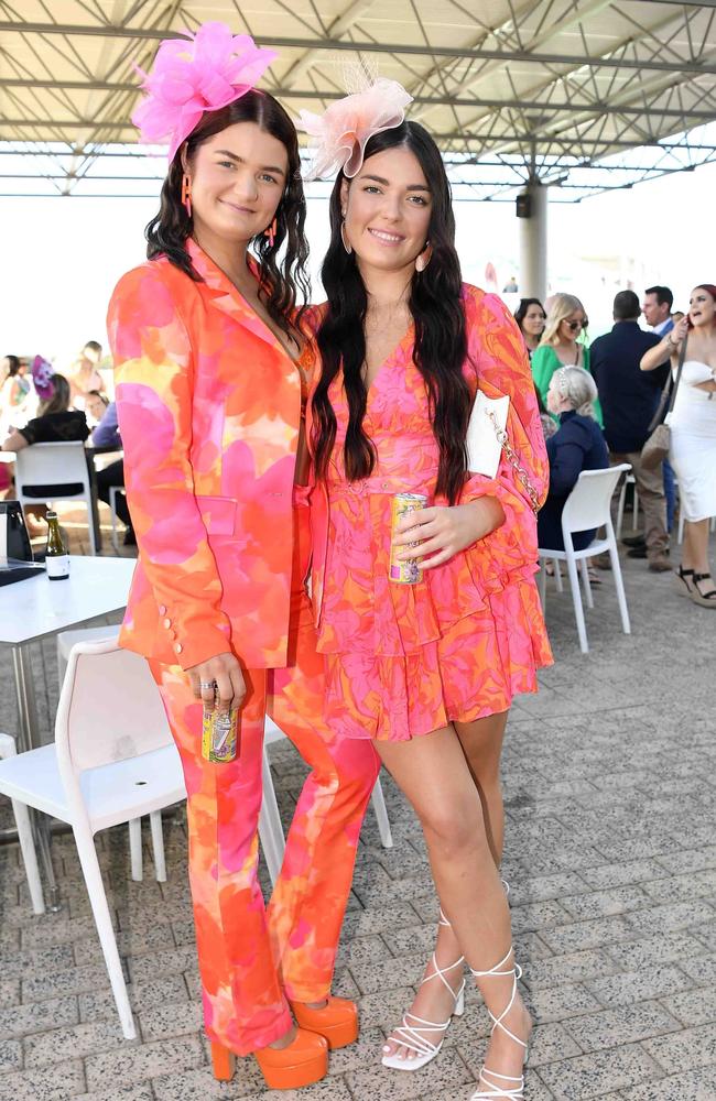 Kobie Roberts and Kasey McConnell at Ladies Oaks Day, Caloundra. Picture: Patrick Woods.