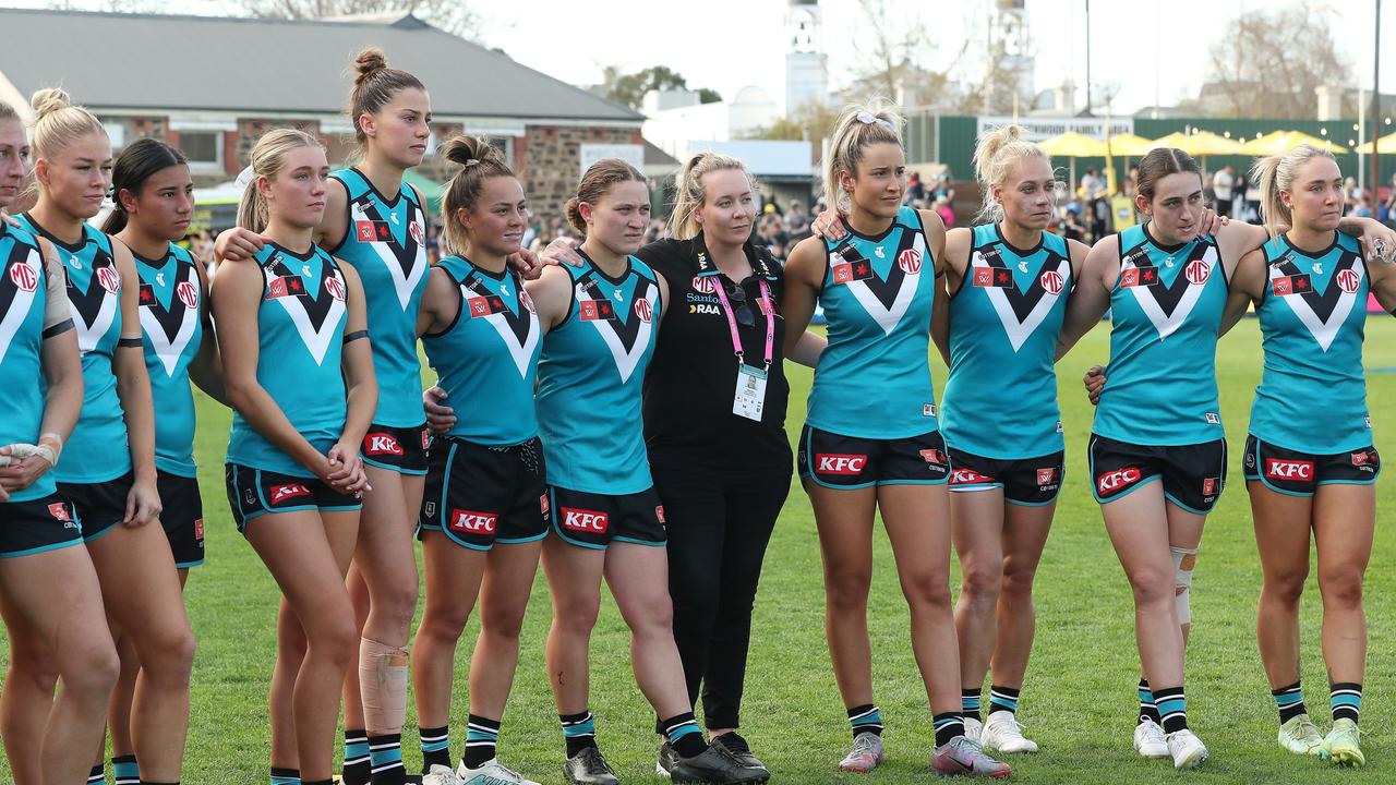 And with the team after the Showdown loss in the opening round of 2023. Picture: Sarah Reed/AFL Photos