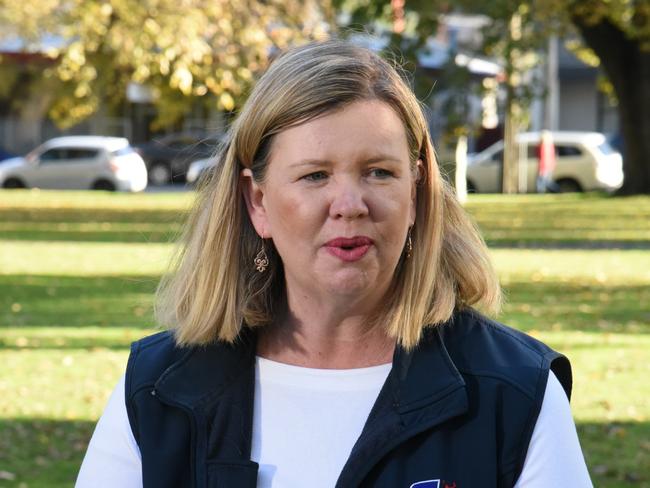 Bass MP Bridget Archer making her final pitch to voters, Brickfields Reserve, Launceston, May 20, 2022. Picture: Alex Treacy