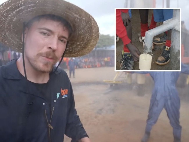 YouTuber MrBeast ‘cancelled’ for building 100 drinking wells in Africa. Picture: MrBeast