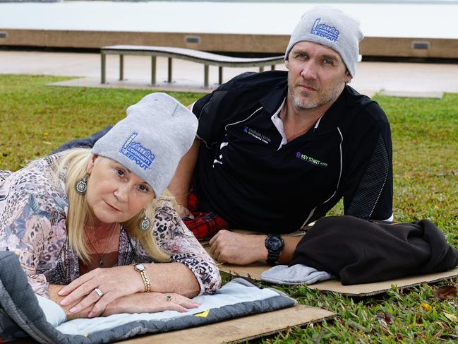 St Vincent de Paul Society will host its annual Cairns CEO Sleepout, raising awareness and money for homeless in Far North Queensland. Chamber of Commerce Patricia O'Neil and Ken Frost Homes marketing co-ordinator Alex Loughton are this year's ambassadors for the Vinnies CEO Sleepout. Picture: Brendan Radke