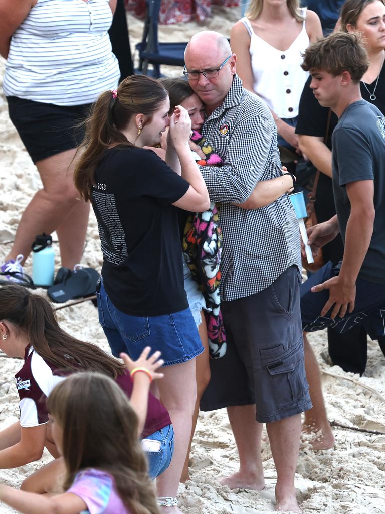 Hundreds of people have gathered at Bribie Island for a vigil to honour 17-year-old shark attack victim Charlize Zmuda. Picture: David Clark