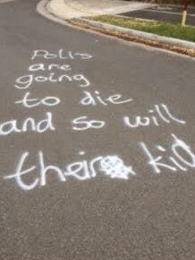 Alarming graffiti at the park. Picture: Supplied