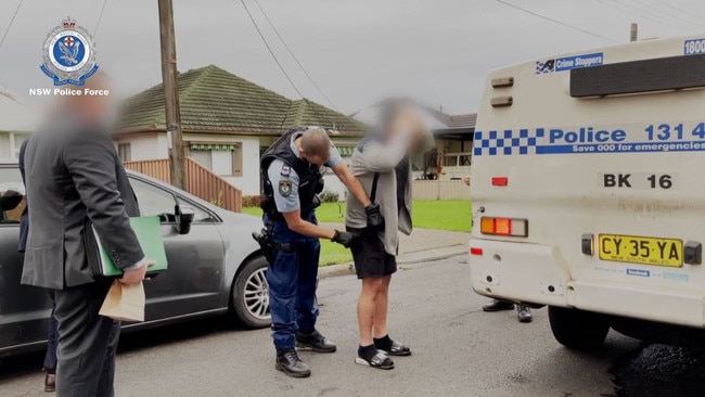 Ibrahim Hawat being arrested in Chester Hill in March, 2022. Picture: NSW Police