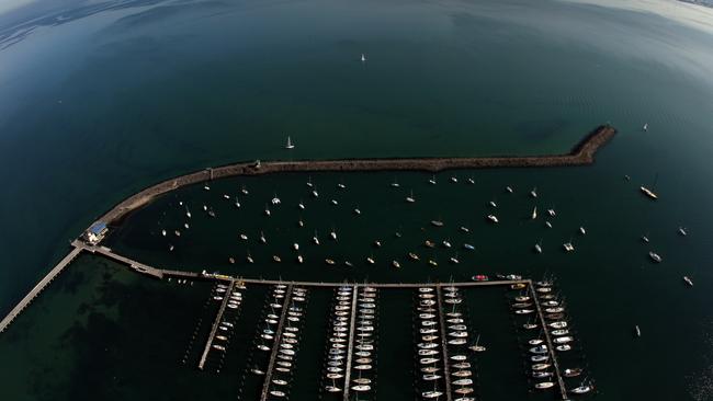 Port Phillip Bay from above.