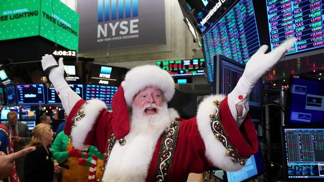 Santa Clause at the New York Stock Exchange. Picture: Bryan R. Smith/AFP