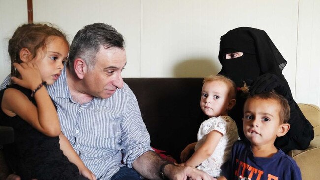 Kamalle Dabboussy reunites with his daughter Mariam Dabboussy and her three children in Syria. Source: ABC