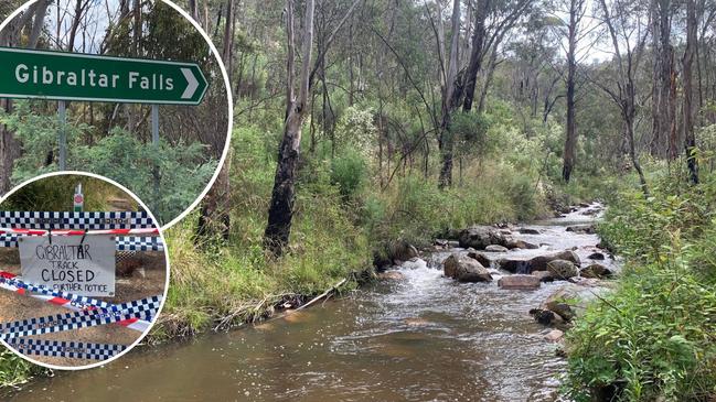 ACT Policing resources are still on scene at Gibraltar Falls after a teenager lost his life on February 12, 2023. Picture: Sam Turner