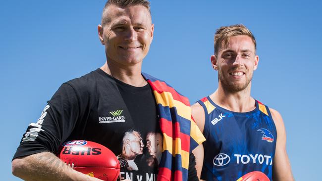 Legend ... Richard Douglas meets Australian boxer Danny Green at West Lakes, before Green’s rematch against Anthony Mundine at Adelaide Oval this year. Picture: Matt Loxton