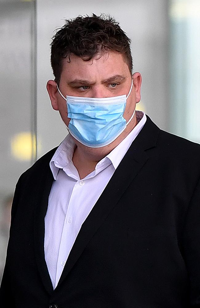 Sam Joseph Wilson leaves the District Court in Brisbane. He pleaded guilty to charges of indecent treatment and grooming of children. Picture: NCA NewsWire / Dan Peled