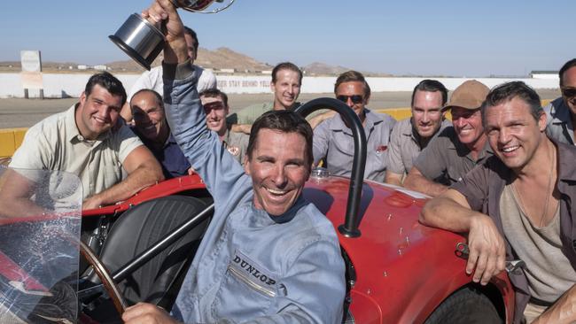 Christian Bale in a scene from the movie Ford V Ferrari. Supplied by Twentieth Century Fox.