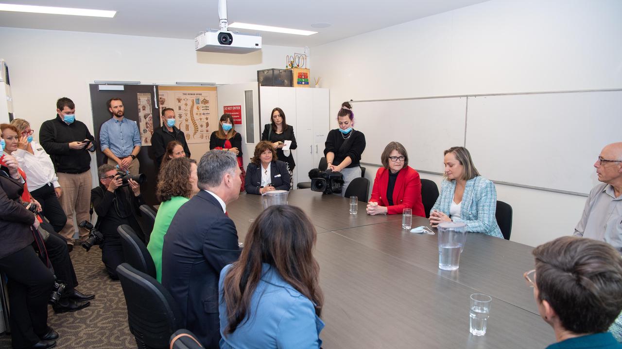 Deputy Prime Minister and Corio MP Richard Marles, Assistant Minister for Health and Aged Care Ged Kearney and Corangamite MP Libby Coker visited Kardinia Health on Friday to open the Endometriosis and Pelvic Pain Clinic. Picture: Brad Fleet