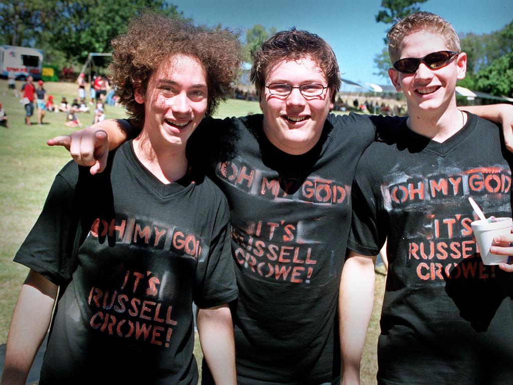 Russell Crowe fans ?? Danny De Paul, Dieter Lorane and Wallace Schebetta @ bass in the grass Picture: Susan Bown