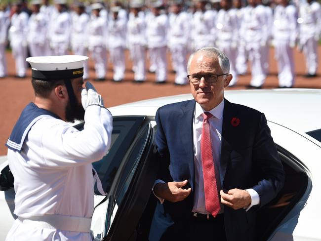 Malcolm Turnbull arrives at the Australian War Memorial. Picture: AAP Image/Mick Tsikas