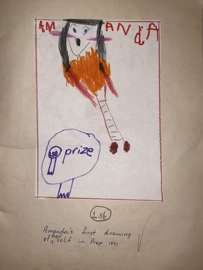 A picture drawn by a young Amanda Johnstone, now an AI technologist, when she was in prep. It depicts her on the cover of Time Magazine. Picture: Supplied