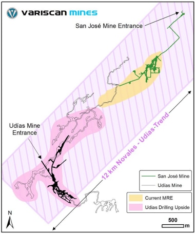 The Novales-Udias contains high-grade zinc over a 12km trend. Pic: VAR