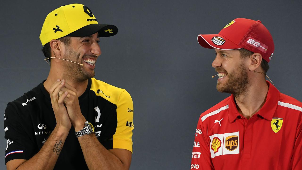 Sebastian Vettel (R) and Daniel Ricciardo were teammates for one season five years ago.