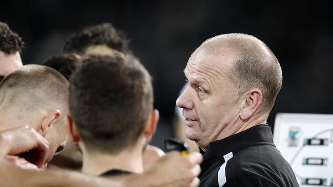 Port Adelaide coach Ken Hinkley will be under pressure going into 2020 and hoping for internal improvement to make the finals. Picture: Sarah Reed