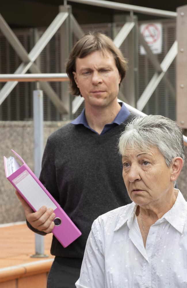 Rosemary Harwood and human rights lawyer Ben Bartl, who call for an inquest into the death of Marjorie Harwood, a trans woman who died after allegedly being gang-raped when she was detained at the Risdon Prison's mens jail. Picture: Chris Kidd