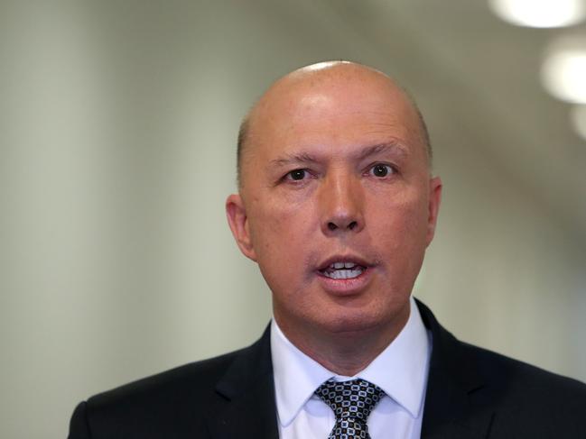 Home Affairs Minister Peter Dutton at Parliament House in Canberra.