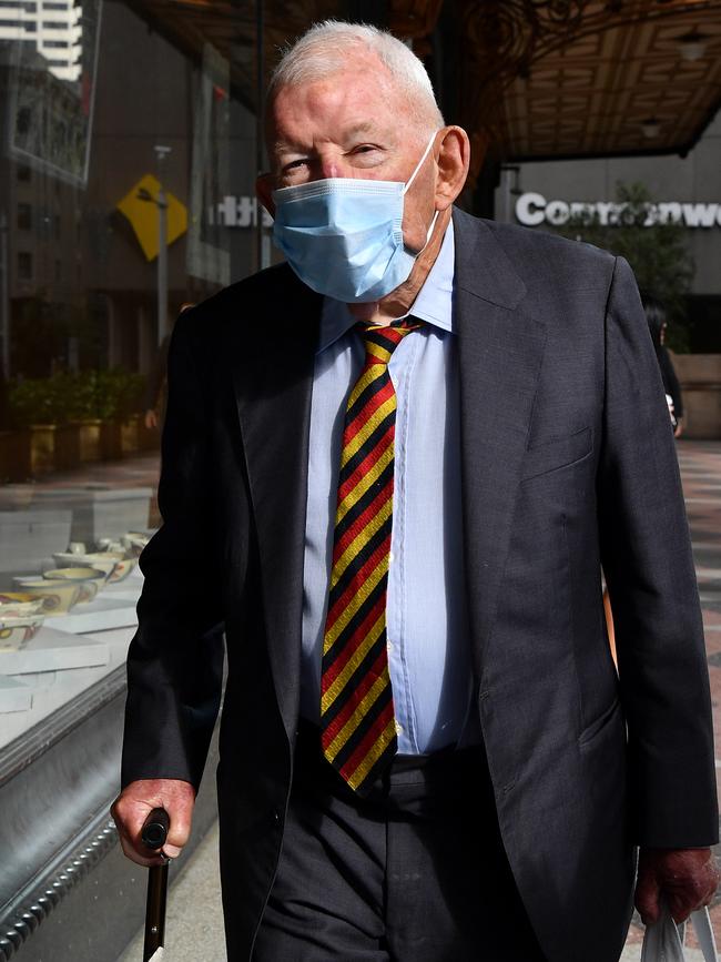 Ron Brierley leaves the Downing Centre Court in Sydney. Picture: NCA NewsWire/Joel Carrett