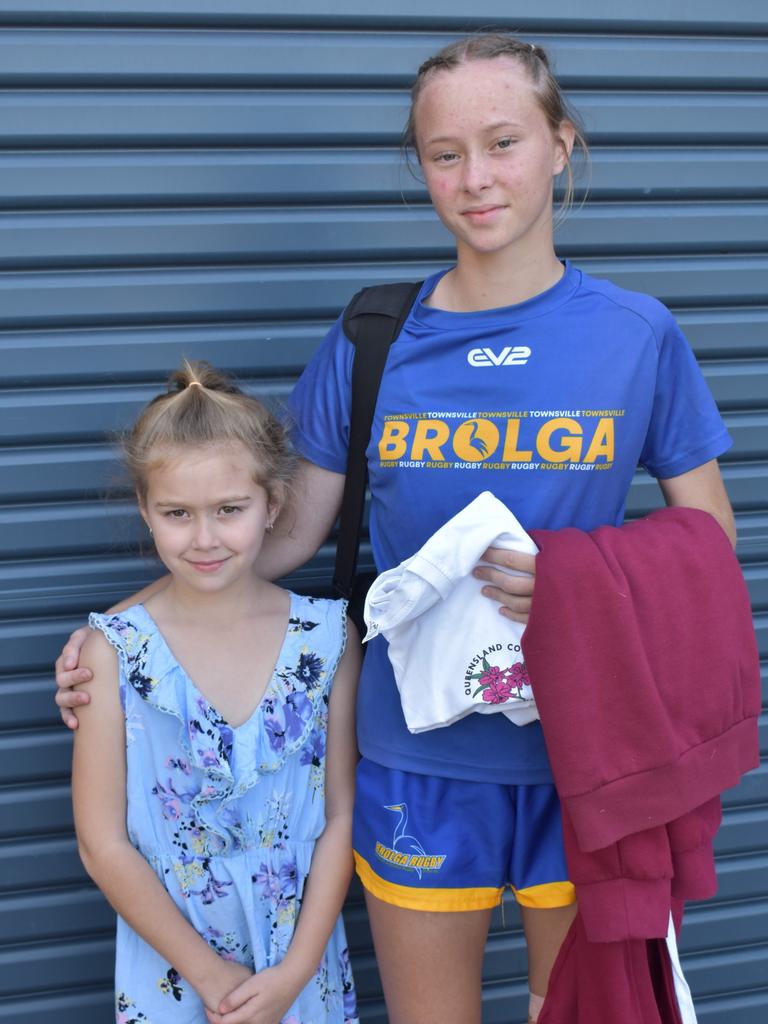 Townsville's Zyarah and Tiffany Carney at the Queensland Country Rugby Union Championships in Rockhampton, July 1, 2023.