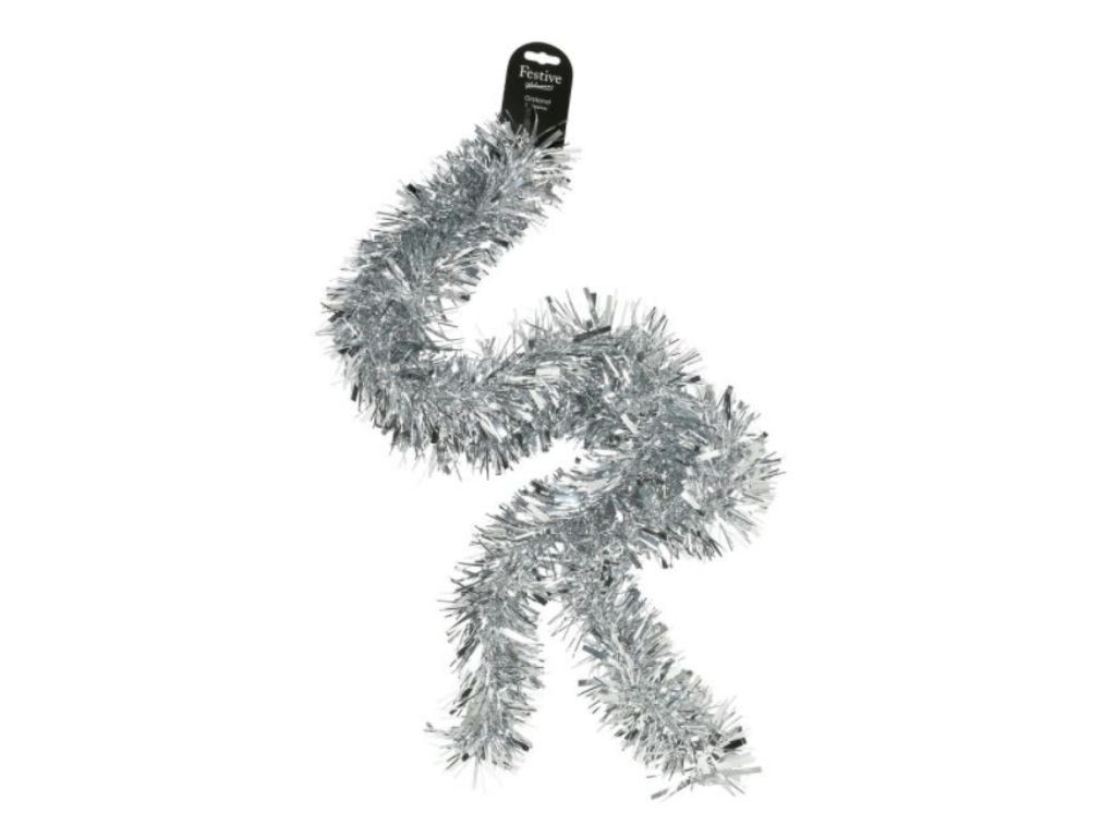 Christmas Shop Shiny Chunky Silver Tinsel