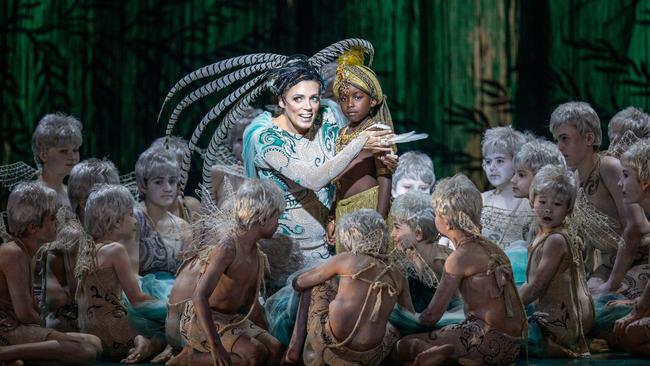 Rachelle Durkin and members of Young Adelaide Voices in A Midsummer Night's Dream opera at the Adelaide Festival 2021. Picture Tony Lewis.