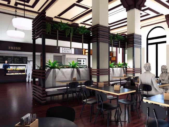 An artist's impression of the proposed food hall and cafeteria at Central Station.