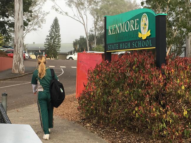 Students at Kenmore State High School are protesting a recent change to the school's uniform policy in a 'day of dissent'. Picture: Darren Cartwright