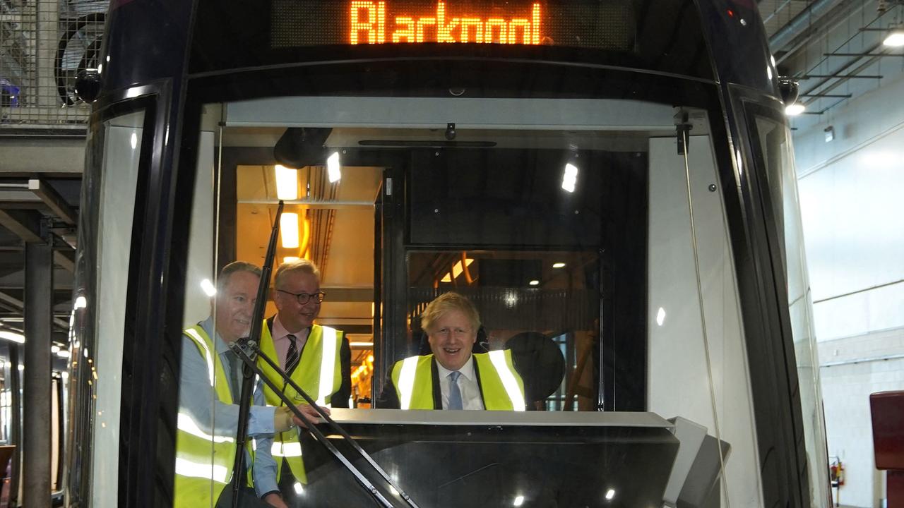 Britain's Prime Minister Boris Johnson had a ride on a tram in Blackpool this week. (Photo by Peter Byrne / POOL / AFP)