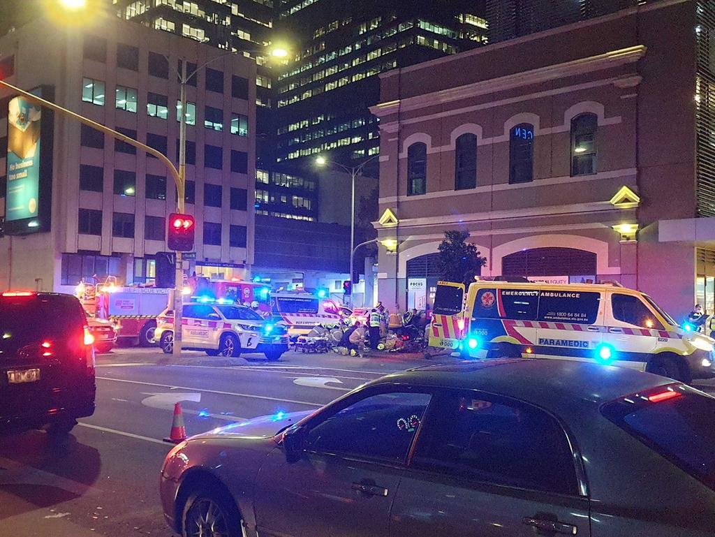 Emergency services at the scene after a truck ploughed into a group of pedestrians.